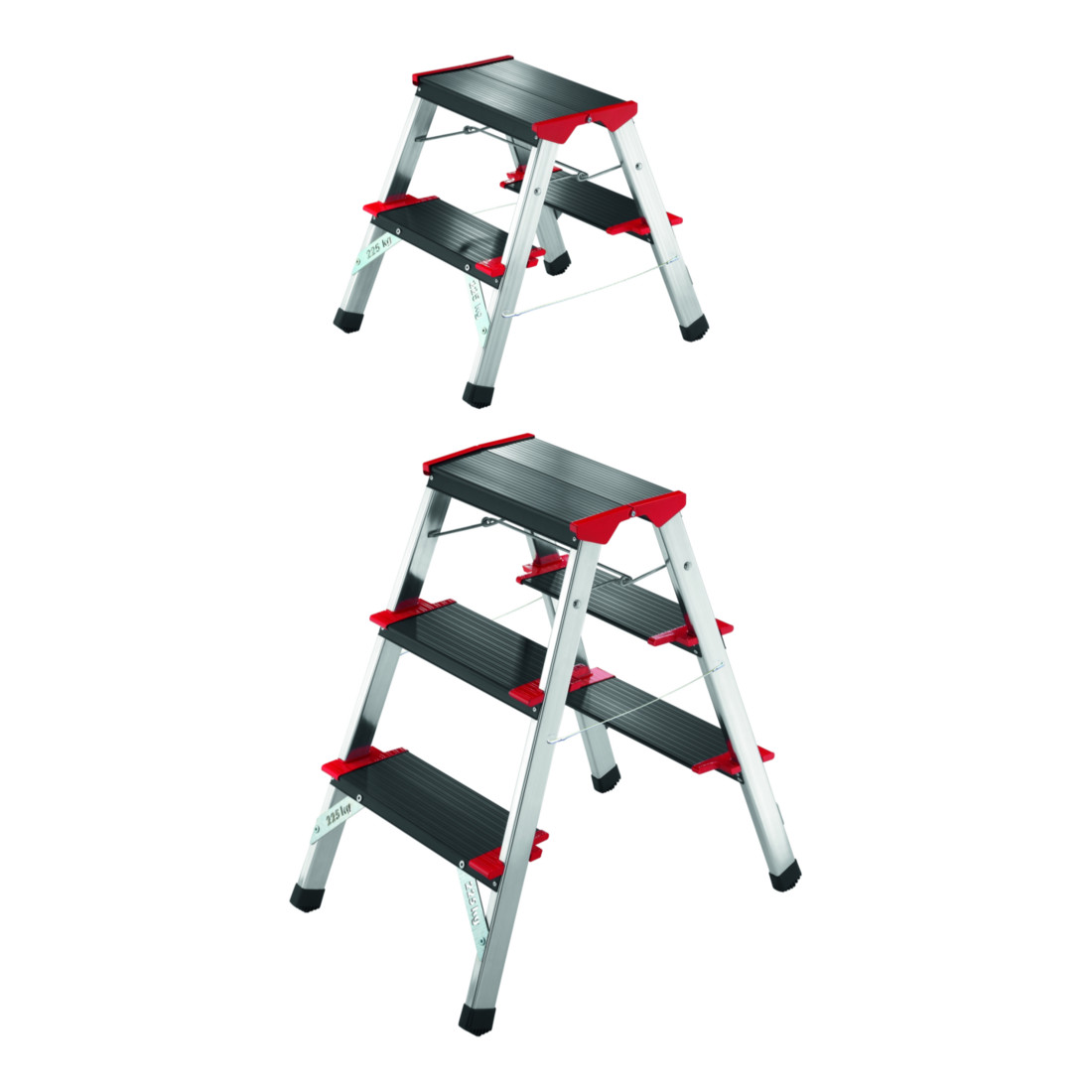 Escabeau pliant marches incl. plateforme 2 x 2 H. plateforme 440 mm alu marches
