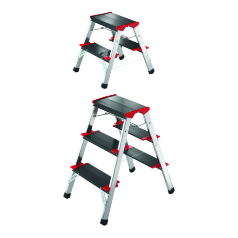 Escabeau pliant marches incl. plateforme 2 x 3 H. plateforme 660 mm alu marches