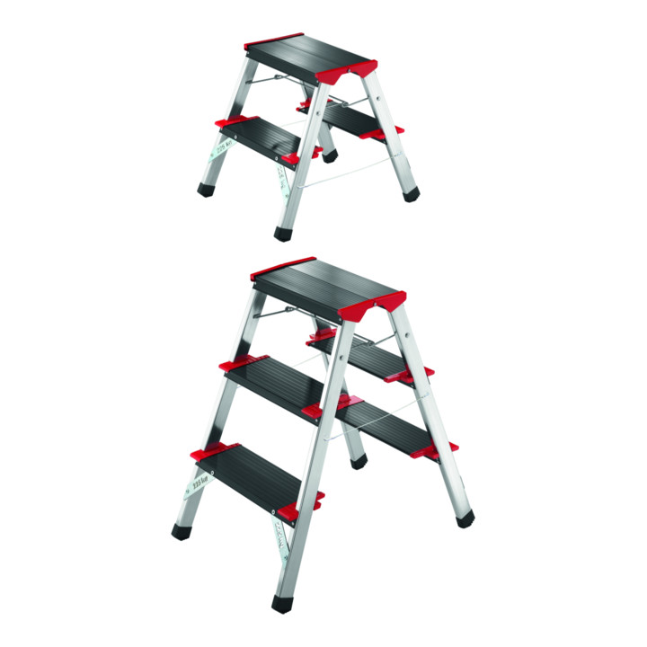 Escabeau pliant marches incl. plateforme 2 x 3 H. plateforme 660 mm alu marches