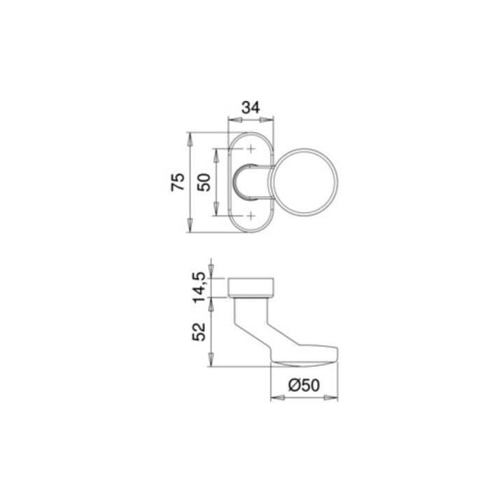 EST Bouton de porte profilée 2033/1610 Matériau VA 4-PTS 8mm fixe/rotatif EDI