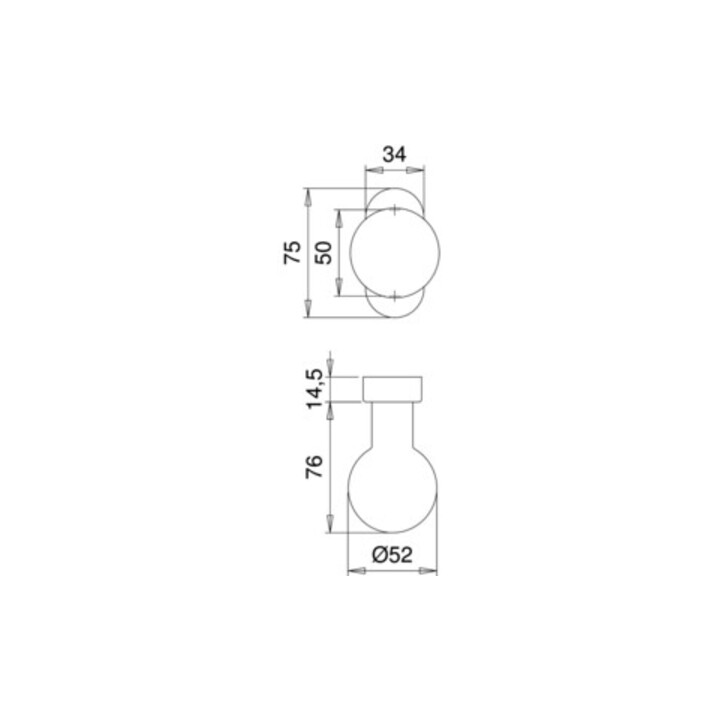 EST Profiltürknopf 2033/5010 Matériau VA 4-PT.8mm fixe/rotatif EDI