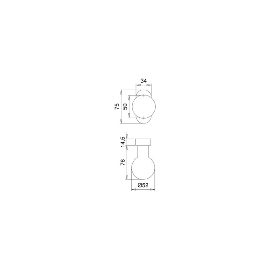 EST Profiltürknopf 2033/5010 Matériau VA 4-PT.8mm fixe/rotatif EDI
