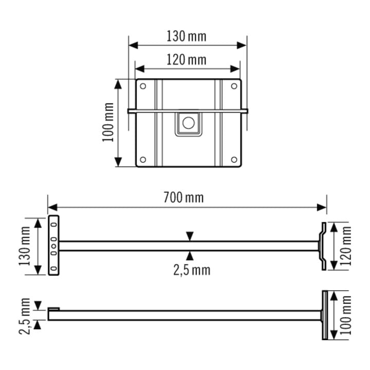 ESYLUX Adaptateur de bras mural pour OFL-/AFL FL WALL ARM 700 WH