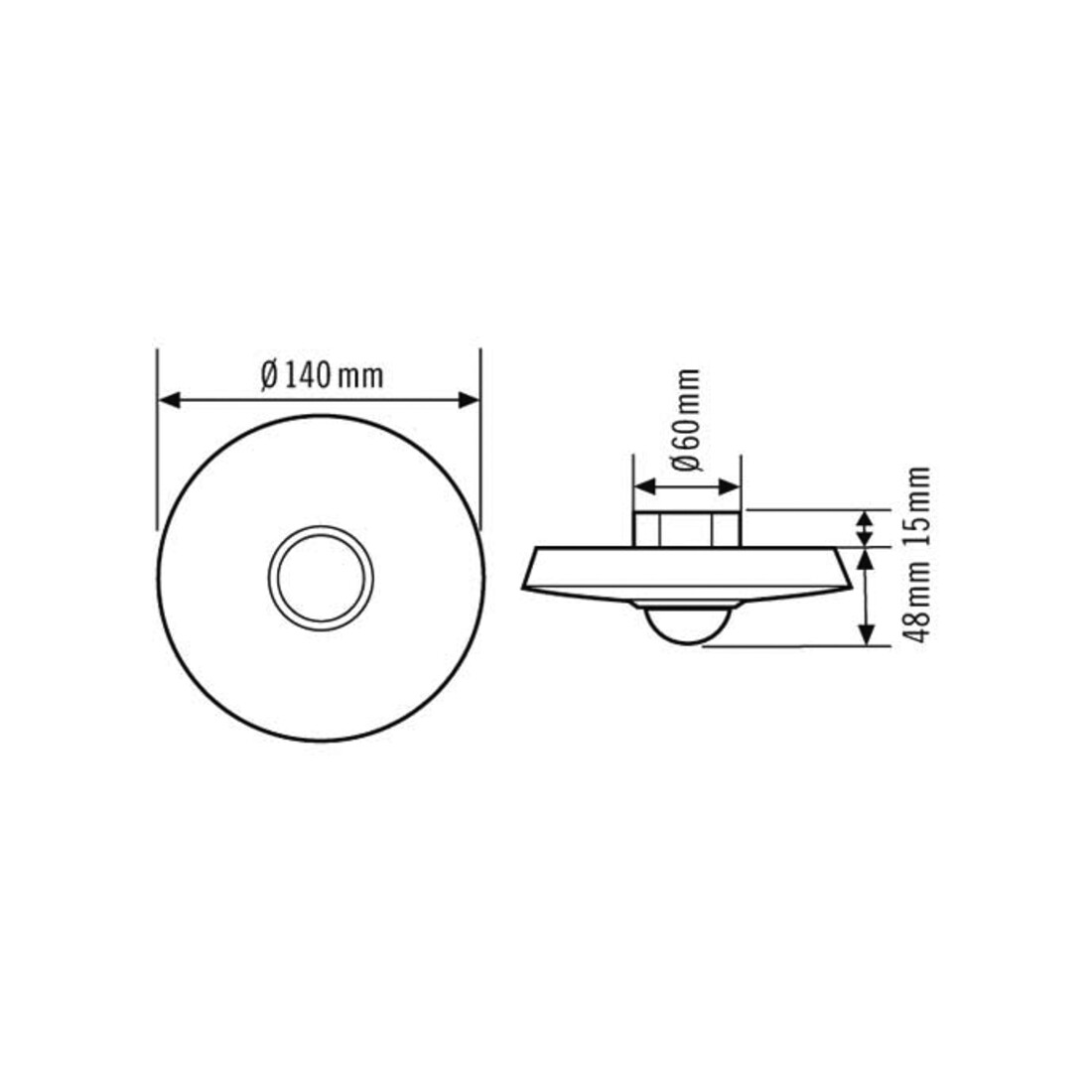 ESYLUX Decken-Bewegungsmelder UP 360° RW ca.8m MD 360/8