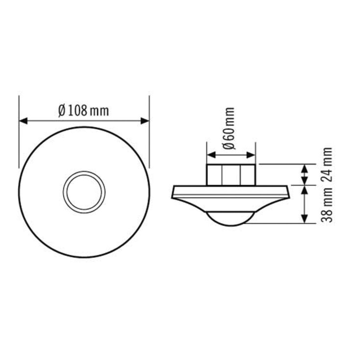 ESYLUX Decken-Präsenzmelder UP, 360 Grad PD-C 360i/8 MIC