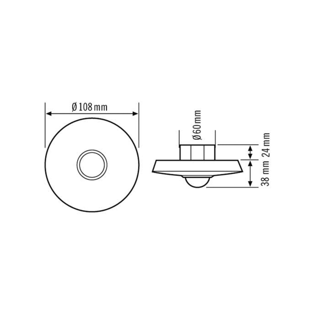 ESYLUX Decken-Präsenzmelder UP, 360 Grad PD-C 360i/8 MIC