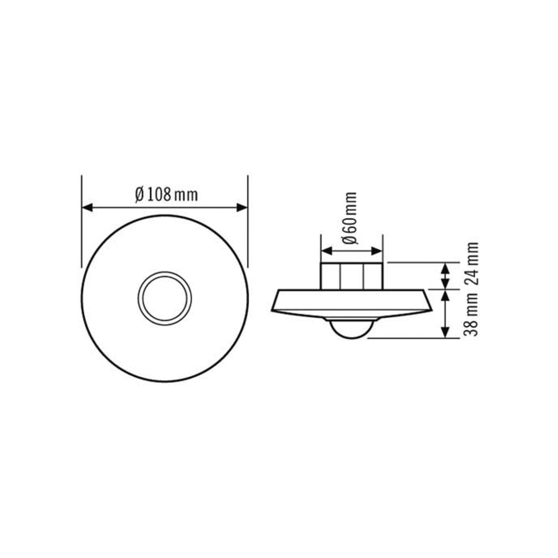 ESYLUX Decken-Präsenzmelder UP, 360 Grad PD-C 360i/8plus