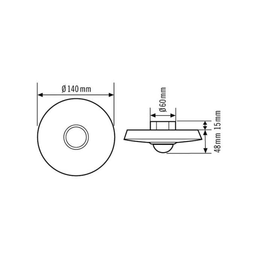 ESYLUX Détecteur de mouvement plafond encastré 360° RW env. 8m MD 360/8