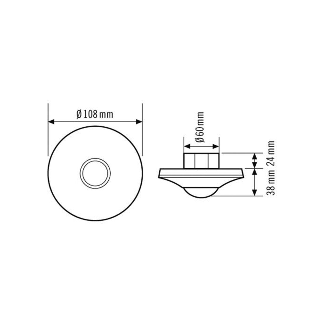 ESYLUX Détecteur de présence plafond blanc encastré, 360°, DALI/DSI PD-C 360i/8 DUO DALI