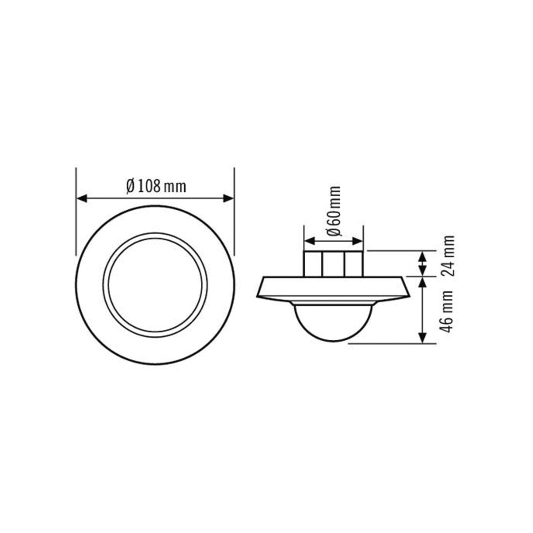 ESYLUX Détecteur de présence plafond encastré, 360 degrés PD-C 360i/24 DRY