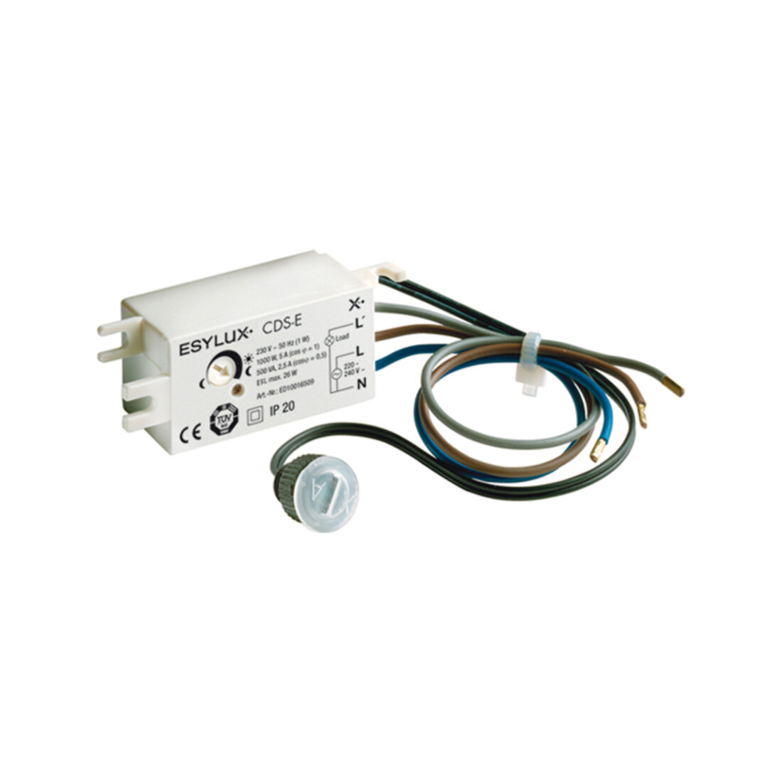ESYLUX Interrupteur crépusculaire EB pour lampe et boîte de dérivation CDS-E
