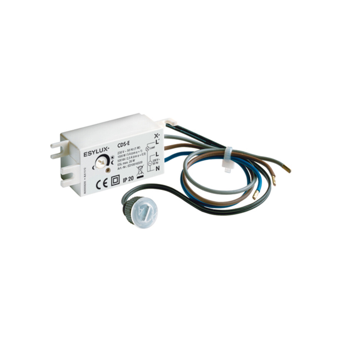 ESYLUX Interrupteur crépusculaire EB pour lampe et boîte de dérivation CDS-E