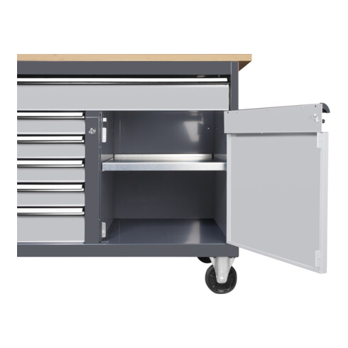 Établi à roulettes avec 5 tiroirs Kraftwerk BASIC LINE, porte et 1 grand tiroir
