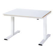 Établi adlatus RAU 300 réglable en hauteur électriquement Plan de travail avec revêtement en tôle d'acier 1250 mm x 1000 mm