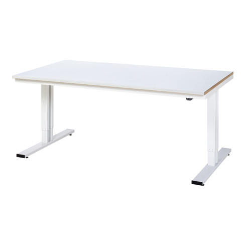 Établi adlatus RAU 300 réglable en hauteur électriquement Plan de travail avec revêtement en tôle d'acier 2000 mm x 1000 mm