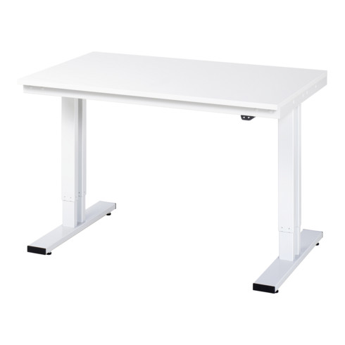 Établi adlatus RAU 300 réglable en hauteur électriquement Plan de travail EGB avec revêtement en résine de mélamine (conducteur de volume) 1250 mm x 800 mm