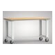 Établi B1500xI700xP840mm hêtre multiplex gris clair, roulettes fixes et pivotantes VG D125mm-1