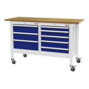 établi bureau mobile STIER avec 8 tiroirs, lxPxH 1 500x600x960 mm, RAL 7035 / RAL 5010