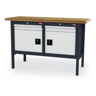 Etabli bureau STIER avec 2 tiroirs et 2 portes lxPxH 1500x600x960 mm