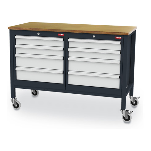 Etabli bureau STIER avec  8 tiroirs lxPxH 1300x600x960 mm