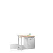 Etabli C+P avec plan de travail multiplex et 1 face avant d'armoire autoportante gris clair corps gris clair gris clair-1
