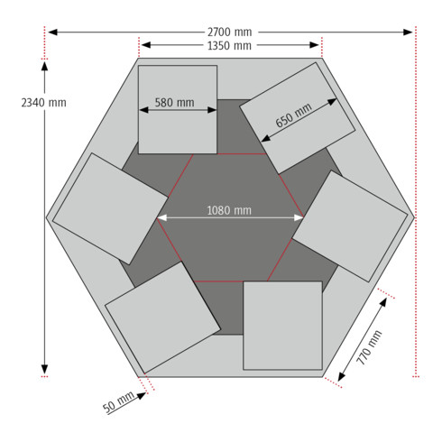Etabli de groupe STIER avec 6x1 tiroirs et bloc d'alimentation, lxPxH 2 700x2 340x790-1 140 mm