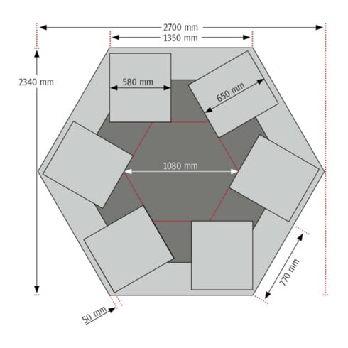 Etabli de groupe STIER avec 6x1 tiroirs et bloc d'alimentation, lxPxH 2 700x2 340x790-1 140 mm