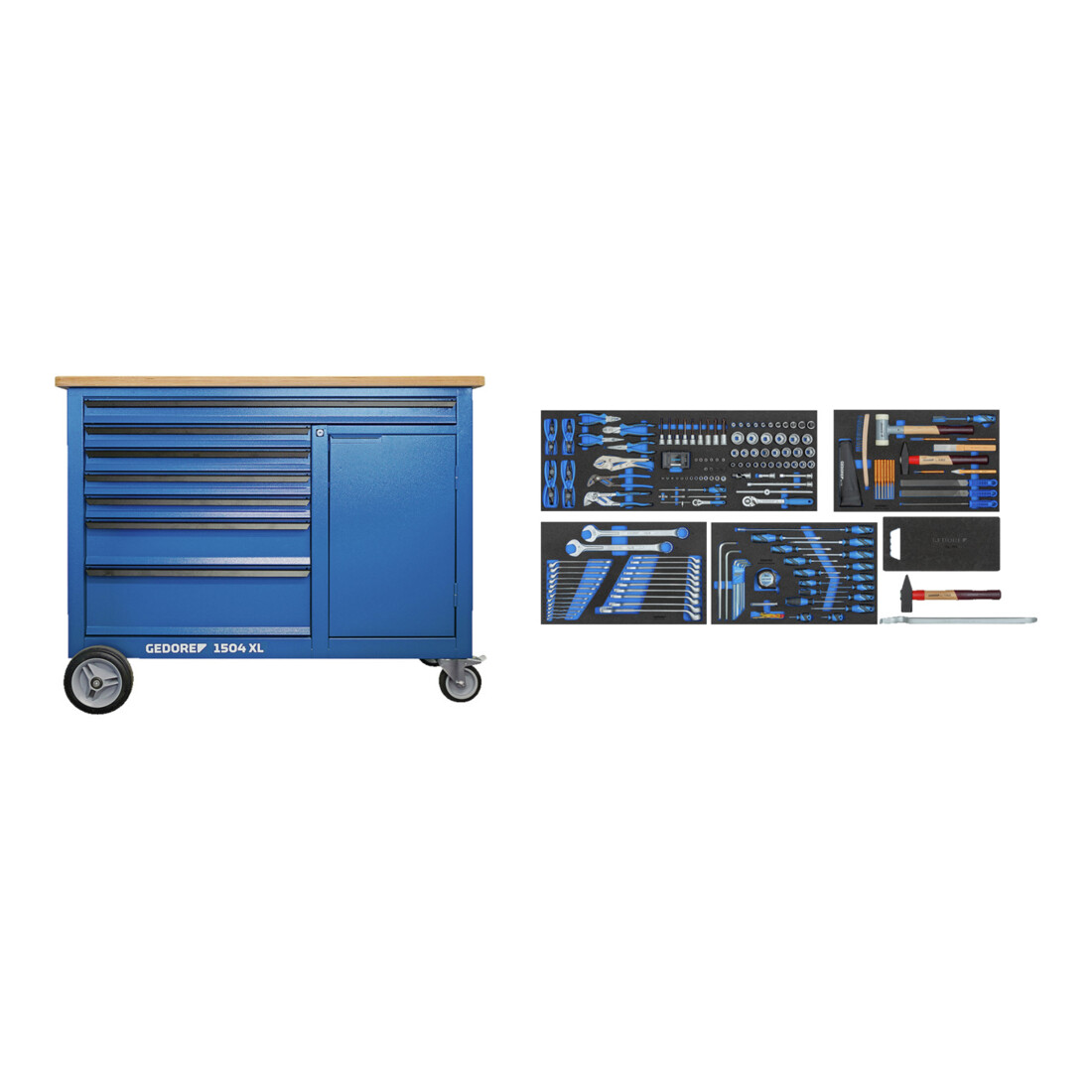 Etabli GEDORE avec assortiment de base 198 pces, 1504 XL-S-198 AGRAR