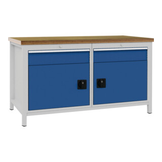 Établi gris clair / bleu de sécurité l.1500xH859xP750 mm hêtre Multiplex 40 mm 2
