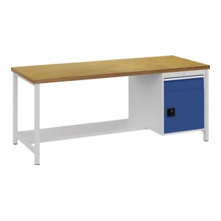 Établi gris clair / bleu de sécurité l.2000xH859xP750 mm hêtre Multiplex 40 mm 1