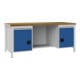 Établi gris clair bleu signal B2000×H859×P750 mm hêtre multiplis 40 mm 2 tiroirs 2 portes-1