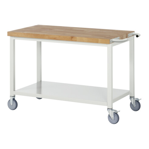 Etabli mobile Rau avec étagère 880 mm 700 mm Plaque en hêtre massif