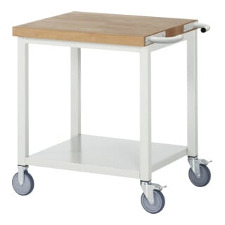 Etabli mobile Rau avec étagère 880 mm 700 mm Plaque en hêtre massif