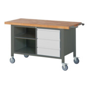 Etabli mobile STIER Premium avec 3 tiroirs et un compartiment ouvert, lxPxH 1 500x700x880 mm