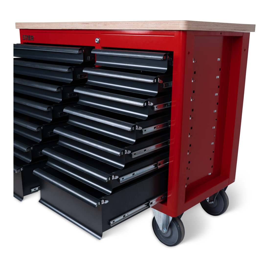 Établi mobile STIER XXL, double avec 14 tiroirs, vide