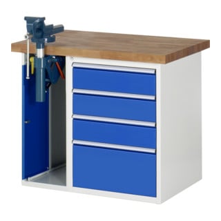 Etabli Rau 7510 avec 4 tiroirs et armoire Plaque en hêtre massif de 840 mm