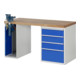 Etabli Rau 7510 avec 4 tiroirs et armoire Plaque en hêtre massif de 840 mm-1
