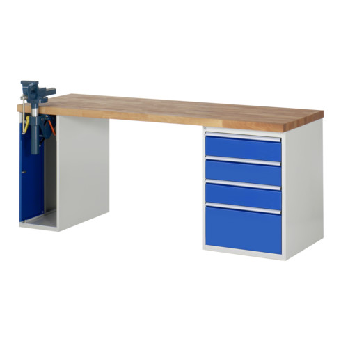Etabli Rau 7510 avec 4 tiroirs et armoire Plaque en hêtre massif de 840 mm