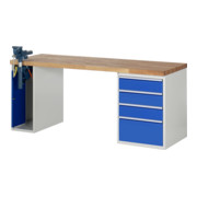 Etabli Rau 7510 avec 4 tiroirs et armoire Plaque en hêtre massif de 840 mm