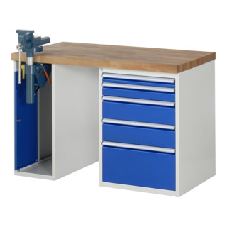 Etabli Rau modèle 7511 avec 5 tiroirs et armoire Plaque en hêtre massif de 840 mm