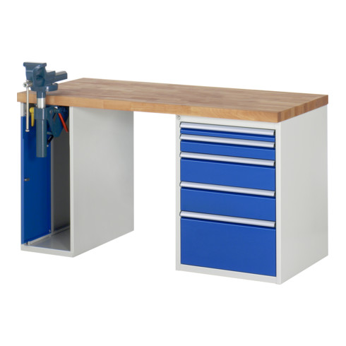 Etabli Rau modèle 7511 avec 5 tiroirs et armoire Plaque en hêtre massif de 840 mm