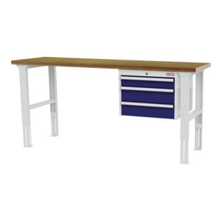 établi réglable en hauteur STIER avec 1 tiroir de 100 mm et 2 tiroirs de 150 mm, lxPxH 1 500x600x760-1 060 mm, RAL 7035 / RAL 5010