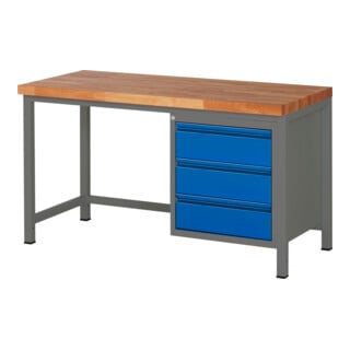 Etabli réglable en hauteur STIER Premium avec 3 tiroirs, lxPxH 1 500x700x840-1 040 mm, anthracite métallisé / RAL 5010