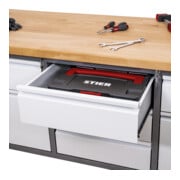 Etabli réglable en hauteur STIER Premium avec 5 tiroirs et 2 portes battantes, lxPxH 2 000x700x840-1 040 mm-4