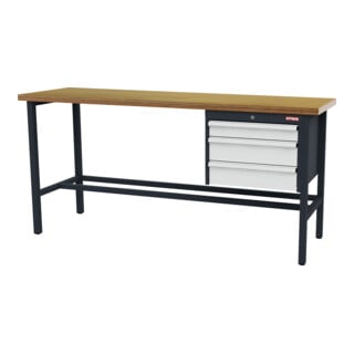 établi STIER avec 1 tiroir de 100 mm et 2 tiroirs de 150 mm, lxPxH 2 000x600x960 mm, RAL 7016 / RAL 7035