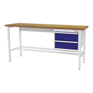 établi STIER avec 2 tiroirs de 200 mm, lxPxH 2 000x600x960 mm, RAL 7035 / RAL 5010