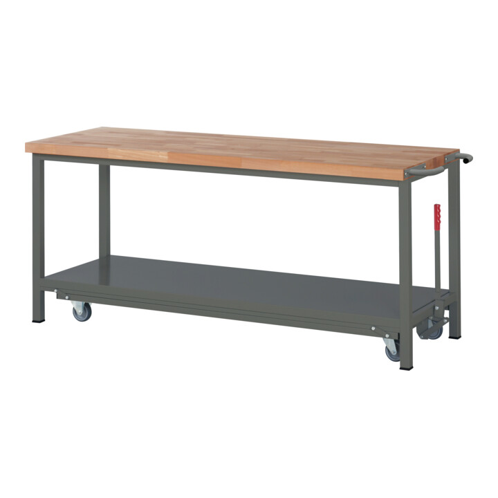 STIER Werkbank Premium mit abs. Fahrgestell BxTxH 2000x700x880 mm + STIER Werkbankaufbau BxH 2000x900mm