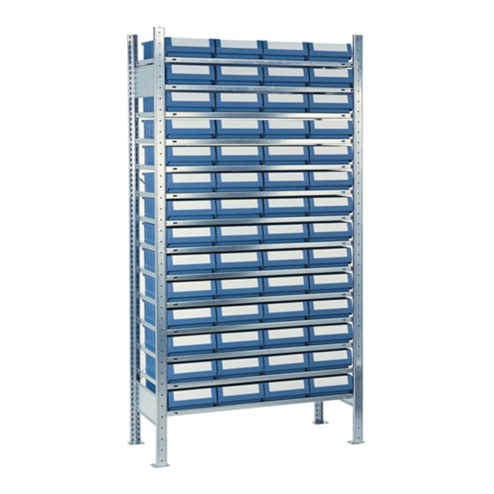Rayonnages sans vis H2000xW1000 Rayonnages supplémentaires 14 étagères en acier avec 56 bacs de rangement au milieu