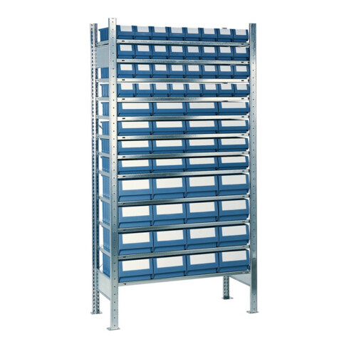rayonnage sans vis H2000xW1000 rayonnage de base 12 étagères en acier avec 16 grands, 16 moyens et 32 petits bacs de rayonnage