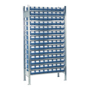 Rayonnage sans vis H2000xW1000 Rayonnage de base 14 étagères en acier avec 112 petits bacs de rangement
